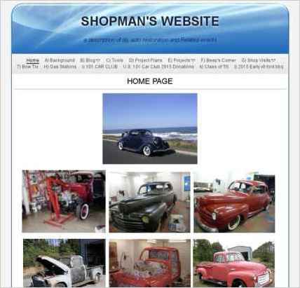 snapshot of home page