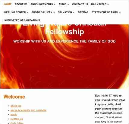 snapshot of home page