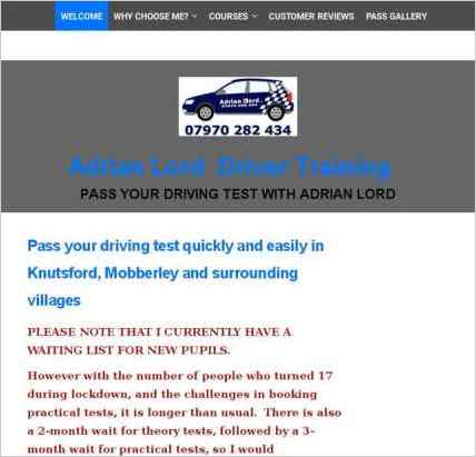 snapshot of home page