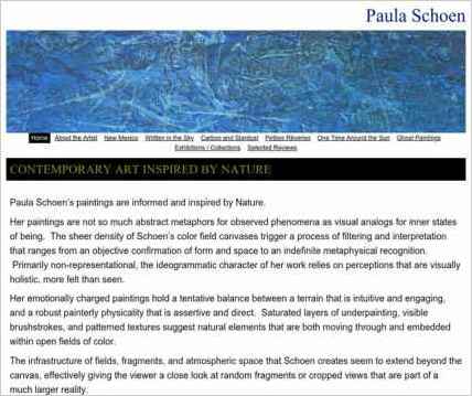 snapshot of home page