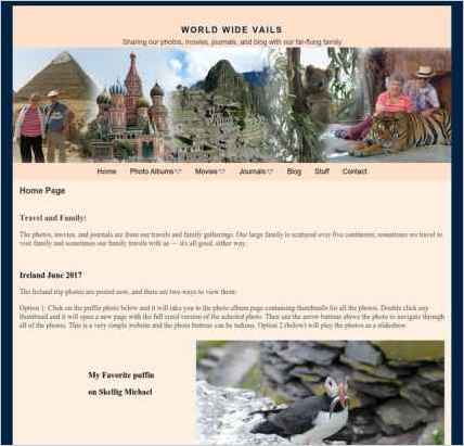 snapshot of home page