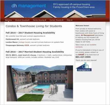 snapshot of home page