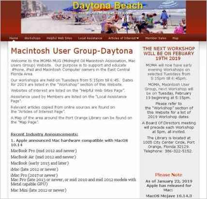 snapshot of home page