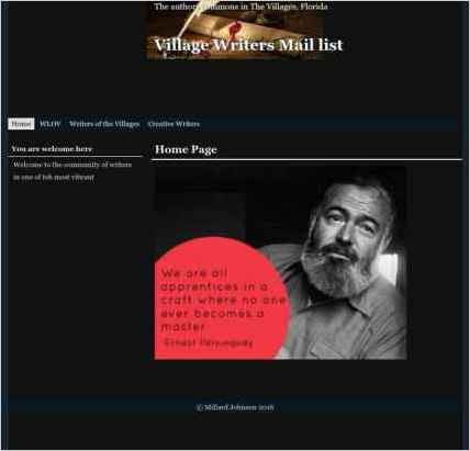 snapshot of home page