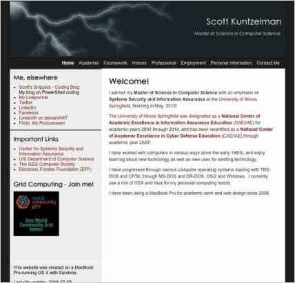 snapshot of home page