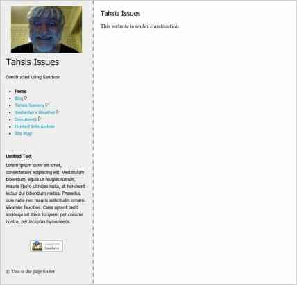 snapshot of home page