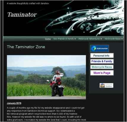 snapshot of home page