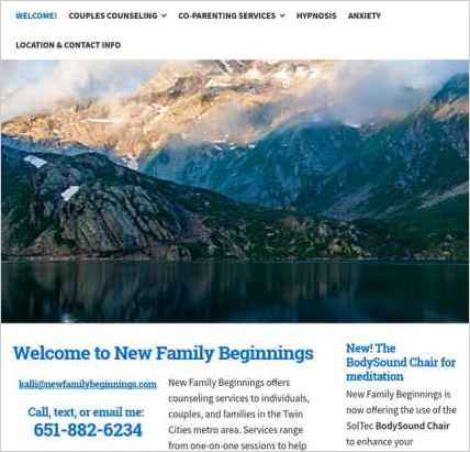 snapshot of home page