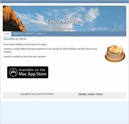 snapshot of home page