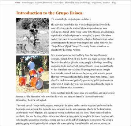 snapshot of home page